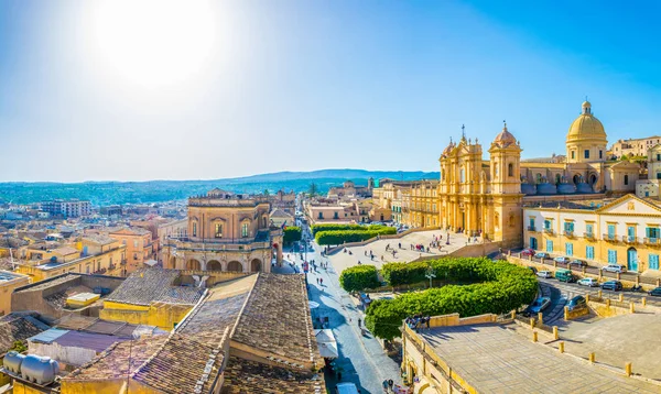 Vista Aérea Noto Incluyendo Basilica Minore San Nicolo Palazzo Ducezio — Foto de Stock