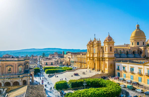 Vista Aérea Noto Incluyendo Basilica Minore San Nicolo Palazzo Ducezio — Foto de Stock