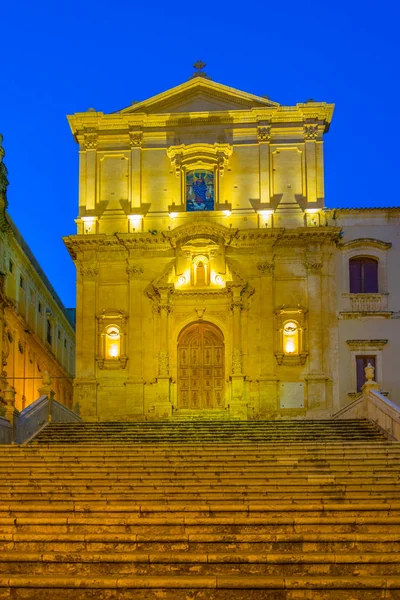 Naplementét Kilátás Nyílik Chiesa San Francesco Assisi All Immacolata Noto — Stock Fotó