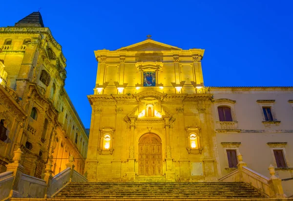 Naplementét Kilátás Nyílik Chiesa San Francesco Assisi All Immacolata Noto — Stock Fotó