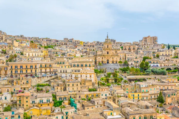 Flybilde Modica Katedral Med Utsikt Helgengeorgen Sicilia Ital – stockfoto