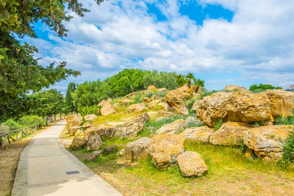 Utsikt Över Ruinerna Dalen Tempel Nära Agrigento Sicilien Ital — Stockfoto