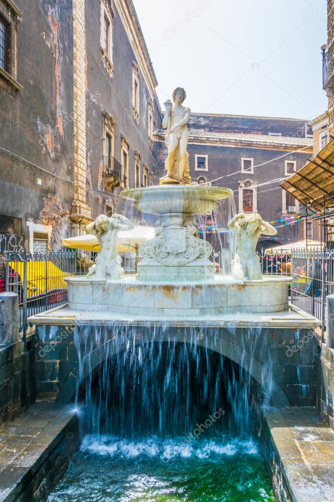 Amenano fountain in Catania, Sicily, Ital