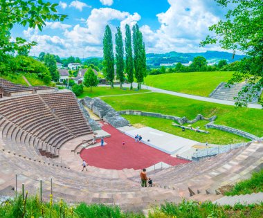 Augusta Raurica, eski bir Roma yerleşim Basel, Switzerlan yakınında, Roma Tiyatrosu
