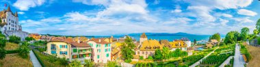 Aerial view of Geneva lake from terrace next to the Nyon Palace, Switzerlan clipart