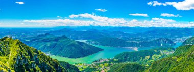 Lugano Gölü'nden Monte Generoso, Switzerlan, havadan görünümü