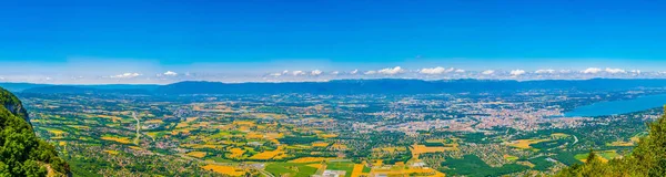 Luftaufnahme Von Genf Und Genfersee Vom Mont Saleve Schweiz — Stockfoto