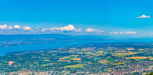 Vista Aérea Ginebra Lago Ginebra Desde Mont Saleve Suiza — Foto de Stock