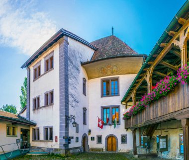 Lutry, Switzerlan eski bir bahçede görünümünü