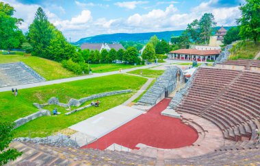 Augusta Raurica, eski bir Roma yerleşim Basel, Switzerlan yakınında, Roma Tiyatrosu