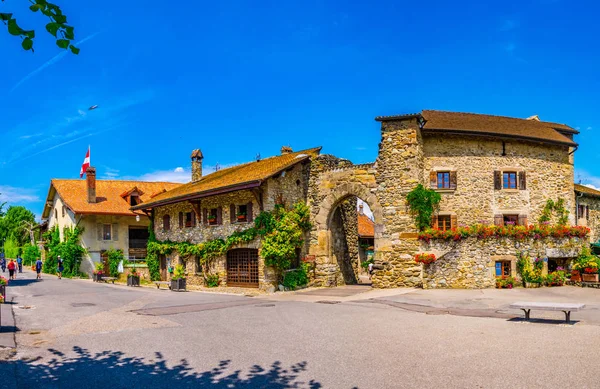 Porta Principale Che Conduce Alla Città Francese Yvoire Situato Vicino — Foto Stock