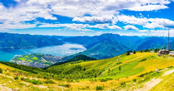 Luftaufnahme Von Locarno Und Lago Maggiore Der Schweiz — Stockfoto
