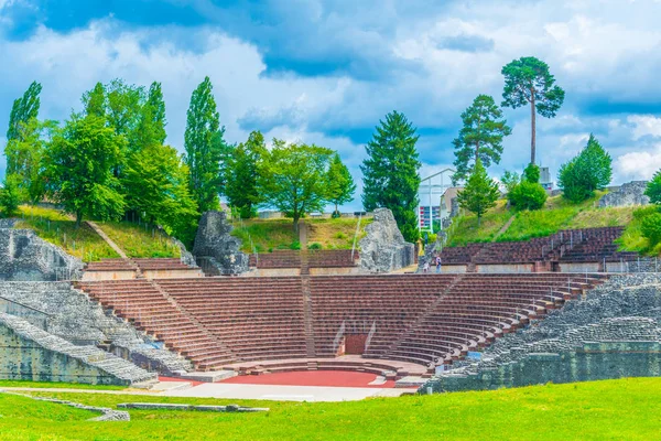 Romeinse Theater Van Augusta Raurica Een Voormalig Romeinse Nederzetting Buurt — Stockfoto