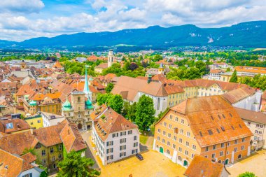 Solothurn havadan görünümü ile Belediye Merkezi, Switzerlan