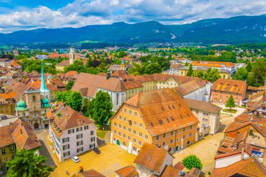 Solothurn havadan görünümü ile Belediye Merkezi, Switzerlan