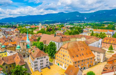 Solothurn havadan görünümü ile Belediye Merkezi, Switzerlan