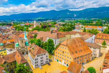 Solothurn havadan görünümü ile Belediye Merkezi, Switzerlan