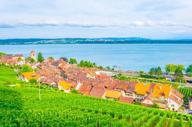 Bielersee Biel/Bienne Switzerlan içinde yakınında yer alan Twann-Tuscherz Köyü