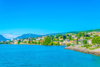 Neuchatel şehrin Neuchatel Gölü yanında, Switzerlan