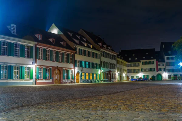 Night View Munsterplatz Basel Switzerlan — Stock Photo, Image