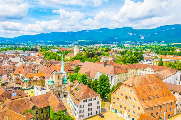 Vista Aérea Solothurn Con Ayuntamiento Centro Suiza — Foto de Stock