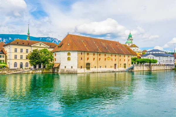Riverside Aare Áthaladó Solothurn Svájc — Stock Fotó
