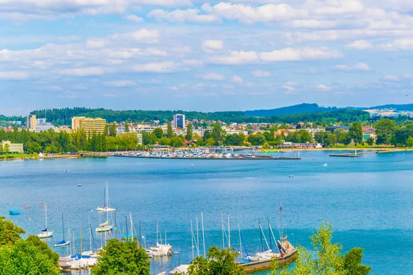 Cityscape Biel Bienne Atrás Bielersee Switzerlan — Fotografia de Stock