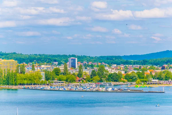 Cityscape Biel Bienne Atrás Bielersee Switzerlan — Fotografia de Stock