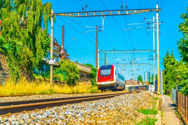 Neuchatel, Switzerlan çalışan demiryolu parça görünümünü