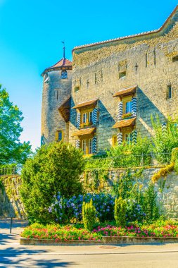 Murten kalede Switzerlan görünümünü