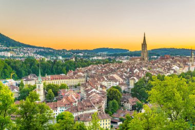 Bern Switzerlan gün batımı görünümü