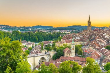 Bern Switzerlan gün batımı görünümü
