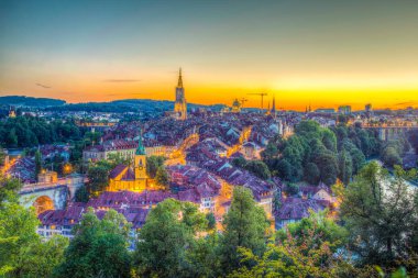 Bern Switzerlan gün batımı görünümü