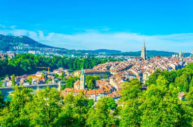 Egemen-Munster Katedrali ve Bundeshaus, Switzerlan tarafından Bern havadan görünümü