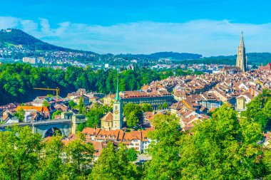 Egemen-Munster Katedrali ve Bundeshaus, Switzerlan tarafından Bern havadan görünümü