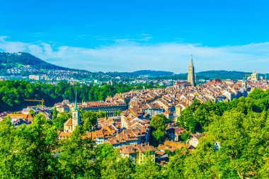 Egemen-Munster Katedrali ve Bundeshaus, Switzerlan tarafından Bern havadan görünümü