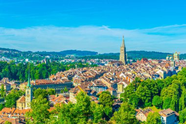 Egemen-Munster Katedrali ve Bundeshaus, Switzerlan tarafından Bern havadan görünümü