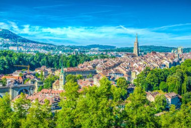 Egemen-Munster Katedrali ve Bundeshaus, Switzerlan tarafından Bern havadan görünümü
