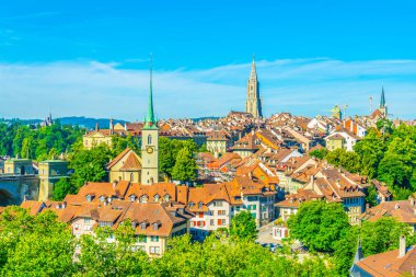 Egemen-Munster Katedrali ve Bundeshaus, Switzerlan tarafından Bern havadan görünümü