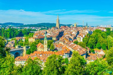 Egemen-Munster Katedrali ve Bundeshaus, Switzerlan tarafından Bern havadan görünümü