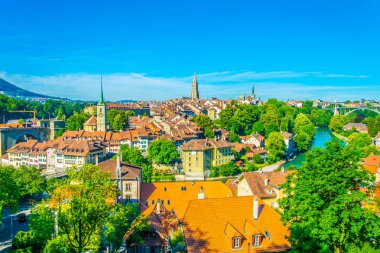 Egemen-Munster Katedrali ve Bundeshaus, Switzerlan tarafından Bern havadan görünümü