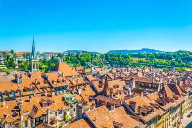 Bern Switzerlan munster Katedral'e havadan görünümü