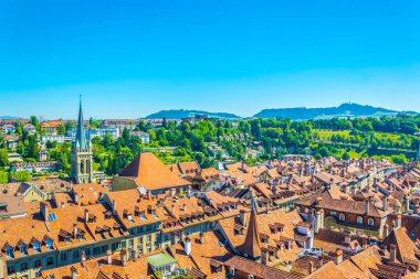 Bern Switzerlan munster Katedral'e havadan görünümü