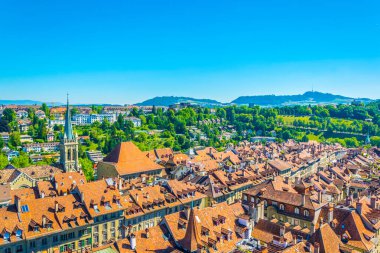 Bern Switzerlan munster Katedral'e havadan görünümü