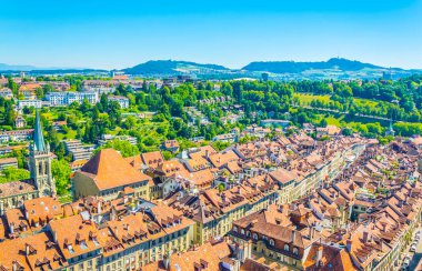 Bern Switzerlan munster Katedral'e havadan görünümü