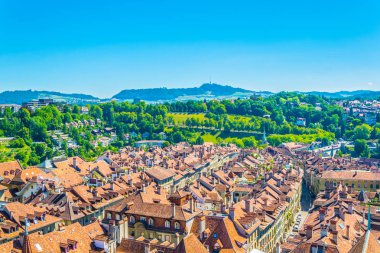 Bern Switzerlan munster Katedral'e havadan görünümü
