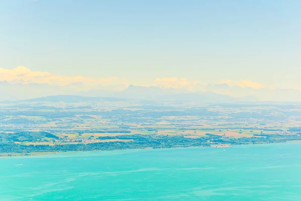Letecký Pohled Neuchâtelské Jezero Švýcarska — Stock fotografie