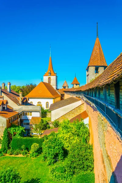 Fortificação Torno Cidade Velha Murten Switzerlan — Fotografia de Stock