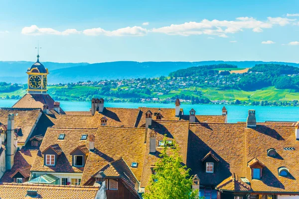 Flygfoto Över Den Historiska Centrum Murten Schweiz — Stockfoto