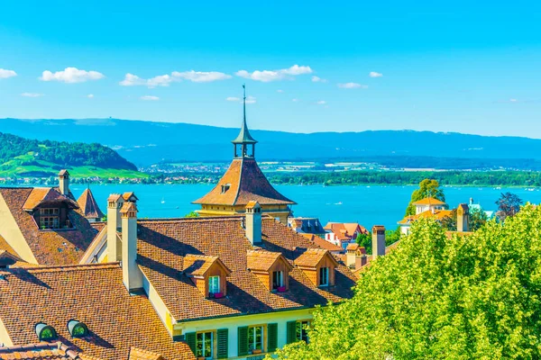 Luftaufnahme Des Historischen Zentrums Von Murten Schweiz — Stockfoto